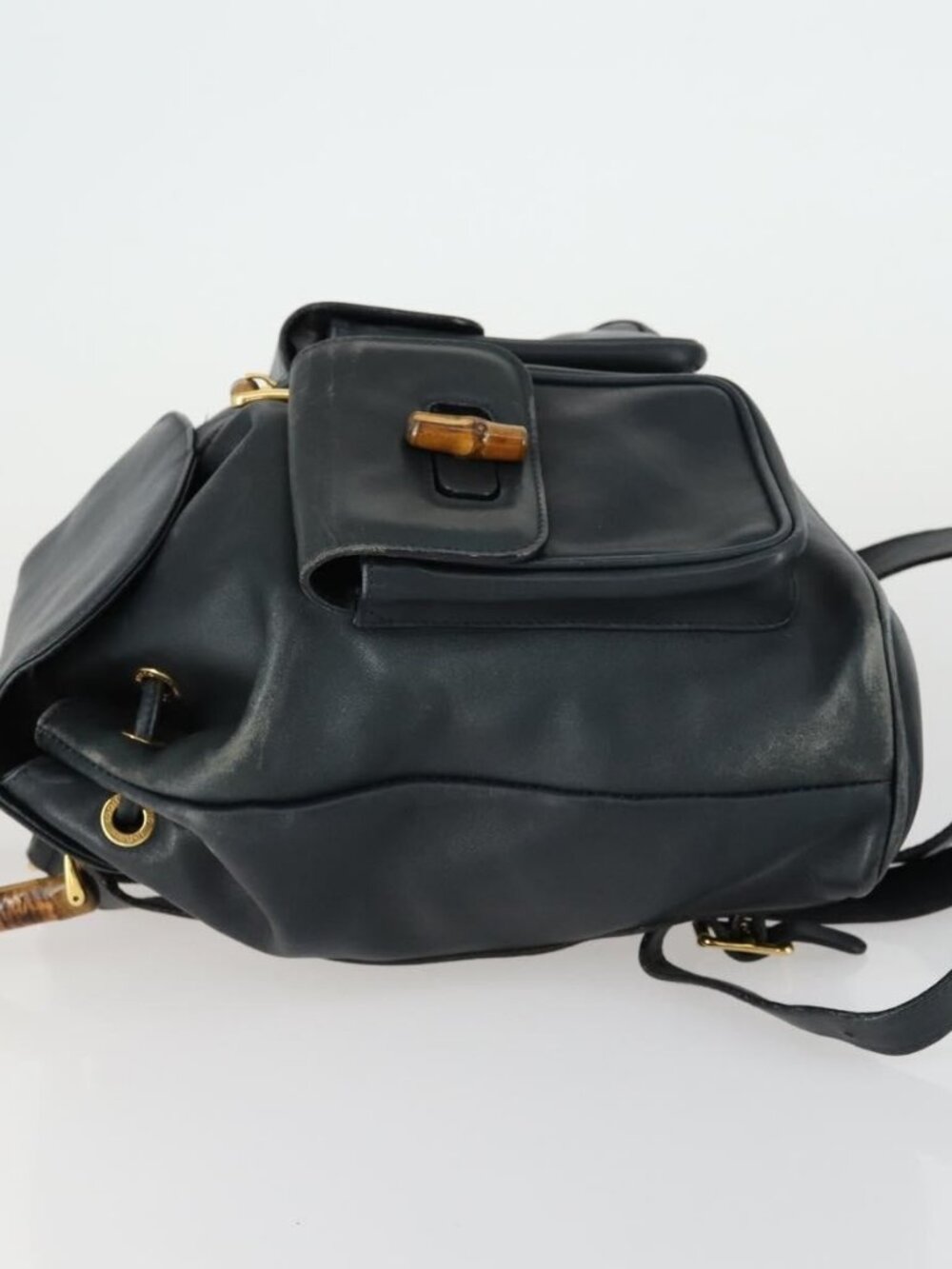 GUCCI Bamboo Backpack Leather Black Gold 003 2058 0016 Auth 156418 - Picture 4 of 16